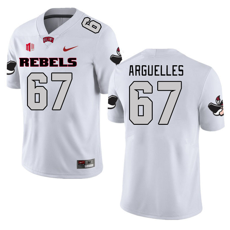 Men #67 Nathan Arguelles UNLV Rebels 2023 College Football Jerseys Stitched-White - Click Image to Close